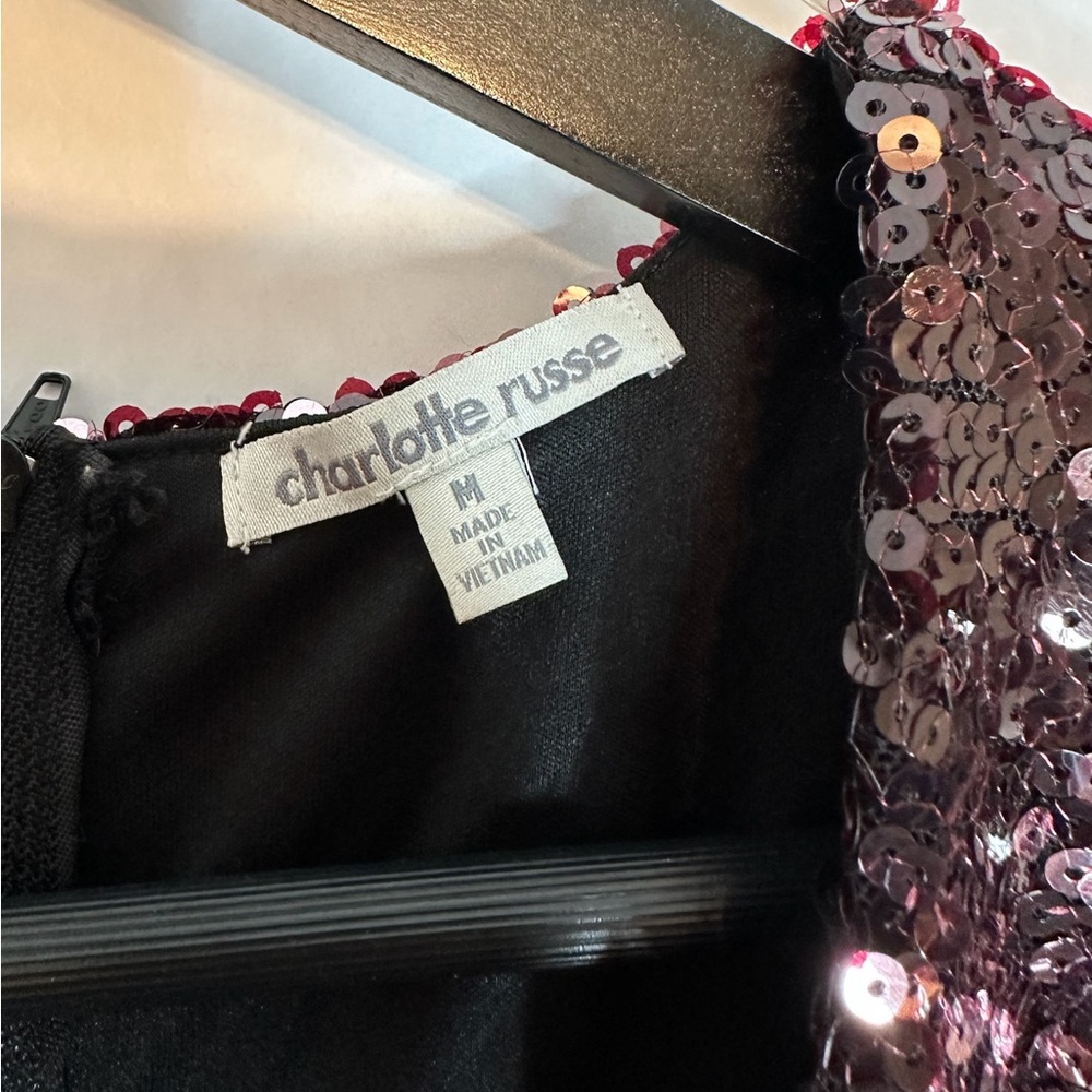 NWT Charlotte Russe Sequin Bodycon Dress Medium Rose Silver Ombré Y2K Sparkle - Picture 4 of 7